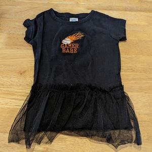 "Gamer Babe" Baseball Embroidered Shirt w Attached Tulle Skirt Size 2